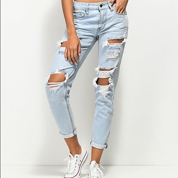 Hollister Denim - Hollister Distressed Ripped Light Wash Blue Jeans